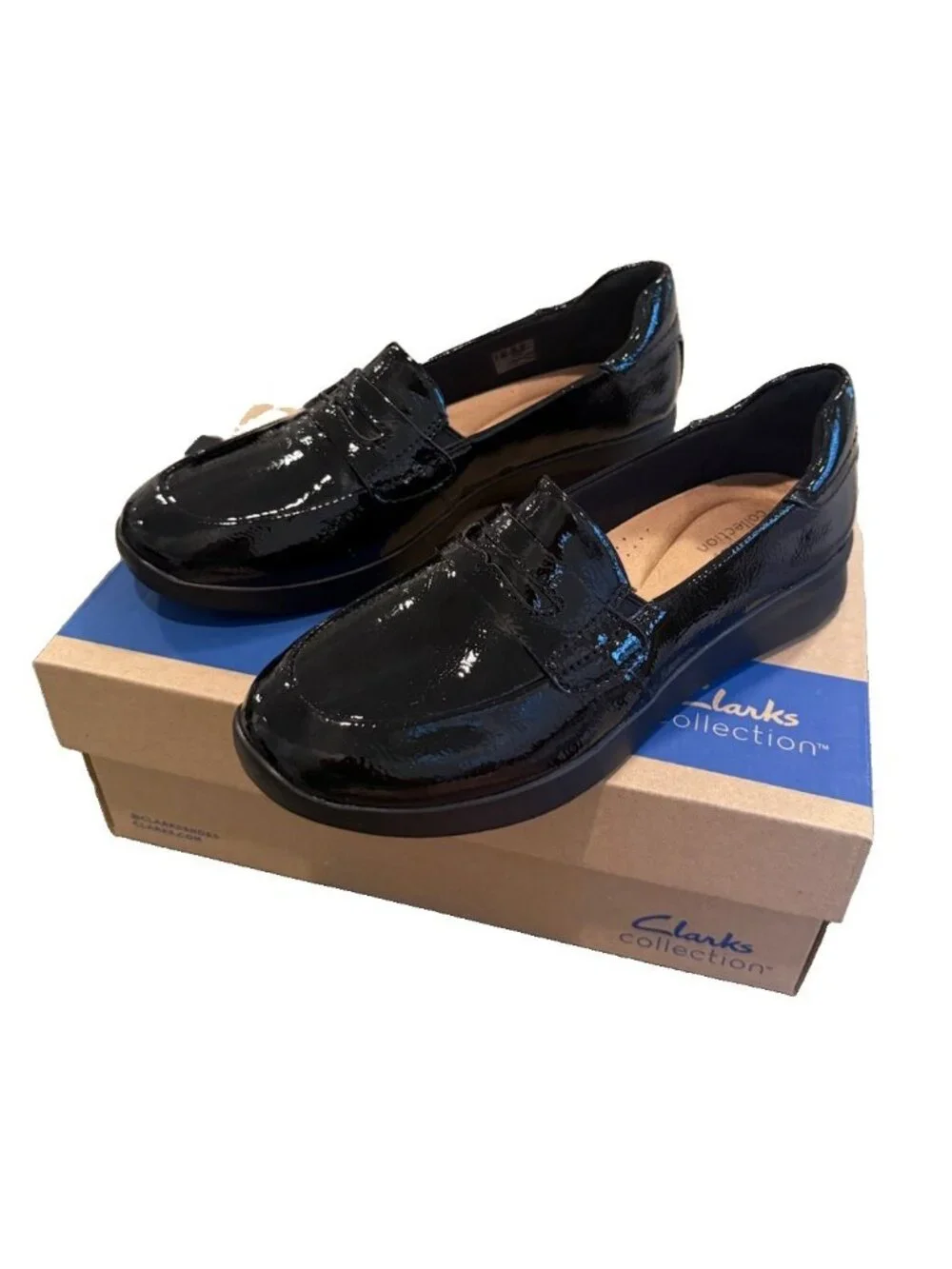 Clarks Size 9.5 Elowyn Penny Loafers Black Leather Shoes Women’s Comfort